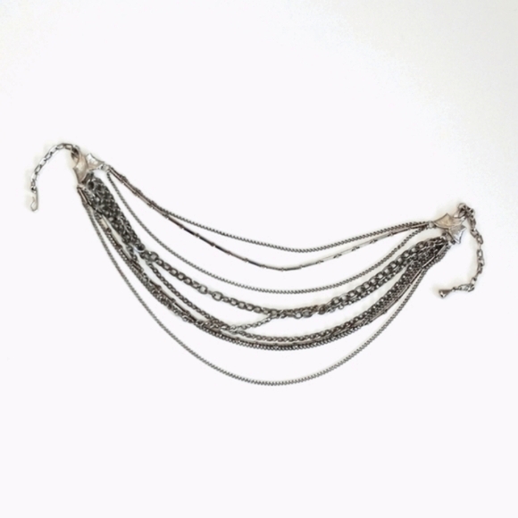 Multi String Choker Style Bronze / Aged Brass Vintage Necklace (17” Length) - Picture 9 of 16